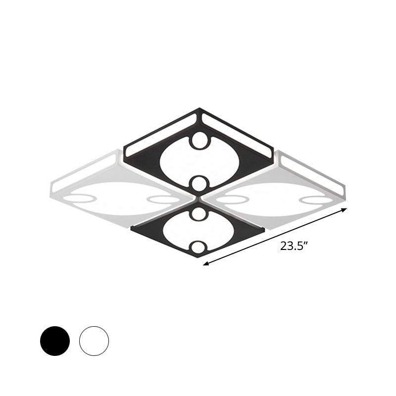 Contemporary Square Ceiling Mounted Light With Oval Pattern 19.5’/23.5’ W Led Flush Mount Lamp