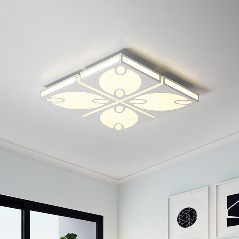 Contemporary Square Ceiling Mounted Light With Oval Pattern 19.5’/23.5’ W Led Flush Mount Lamp