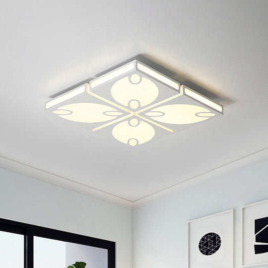 Contemporary Square Ceiling Mounted Light With Oval Pattern 19.5’/23.5’ W Led Flush Mount Lamp