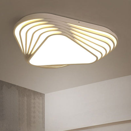 Modern Triangle Acrylic Shade Flush Mount Led Light Fixture - White Bedroom Ceiling (Warm/White)