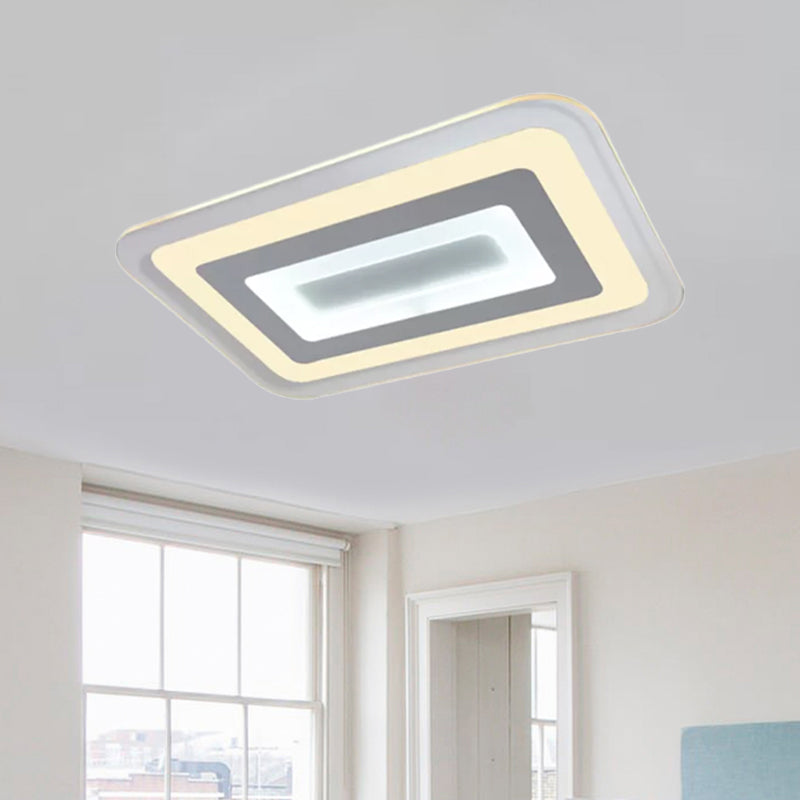 Sleek 23’/31’/47’ Thin Acrylic Flush Mount Led Ceiling Lamp In Warm/White Light - White