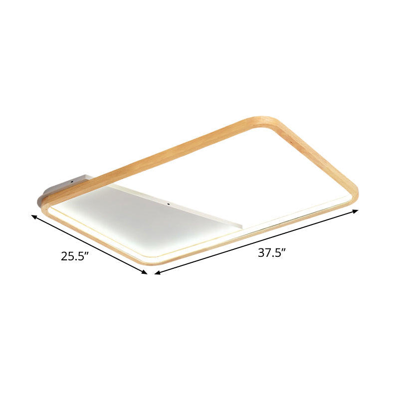 Simple Wooden Rectangular Led Flush Mount Ceiling Light - 13/17/21 Wide