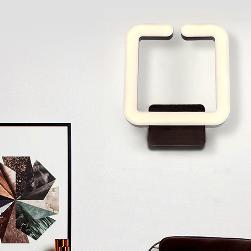 Contemporary Led Acrylic Wall Sconce - Square Frame Design 1 Light Warm/White/Natural Brown / Warm