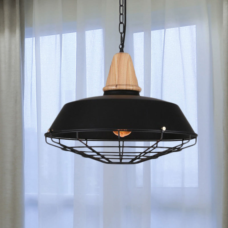 Retro Style Ceiling Pendant Light With Barn And Wire Guard - 1 Head 10/14/18 W Perfect For