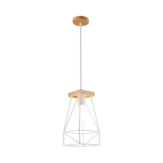 Modern Nordic Metal Cage Shade Pendant Light - Black/Blue