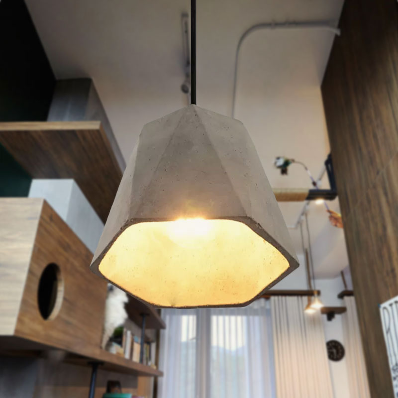 Vintage Cement Pendant Hanging Lamp: Bowl/Cylinder/Semi Circle Shape 1 Light Grey - Ideal For Dining