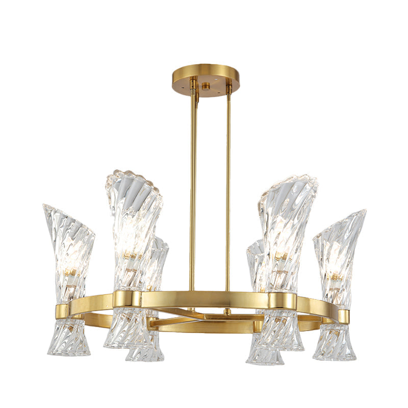 Modern Gold Metal 6 - Light Semi Flush Ceiling Light With Crystal Twisted Shade
