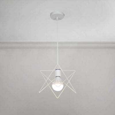 Vintage Wire Frame Pendant Light With Star Shade - Bedroom Suspension