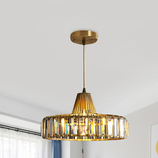Gold Hat Crystal Pendant Light - Postmodern Ceiling Lamp For Dining Room