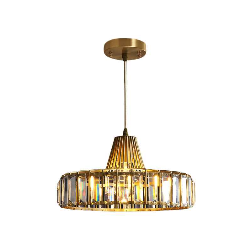 Postmodern Crystal 1-Light Gold Hat Pendant For Dining Room Ceiling