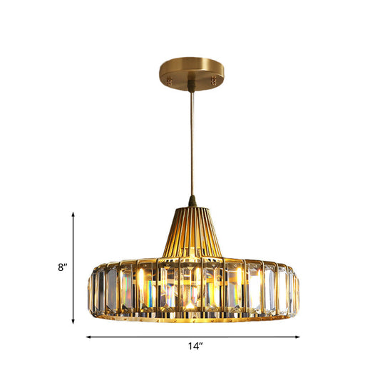 Gold Hat Crystal Pendant Light - Postmodern Ceiling Lamp For Dining Room