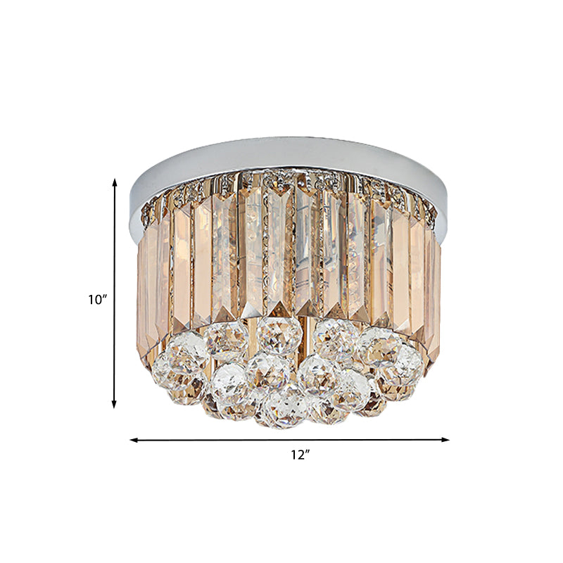 Minimal Round Crystal Orb Flush Mount Light With 4-Head Design In Chrome - Close To Ceiling Lighting