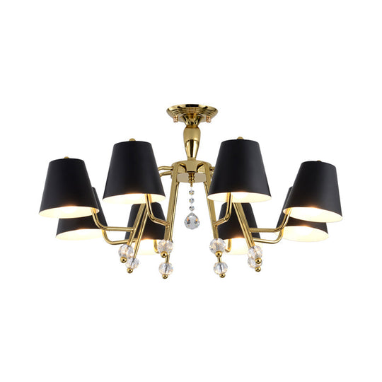 Conical Semi - Mount Black 6/8 - Light Ceiling Light With Crystal Orb Accent For Living Room