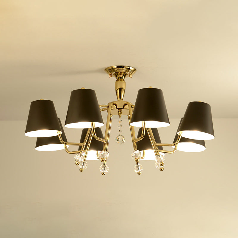 Conical Semi - Mount Black 6/8 - Light Ceiling Light With Crystal Orb Accent For Living Room