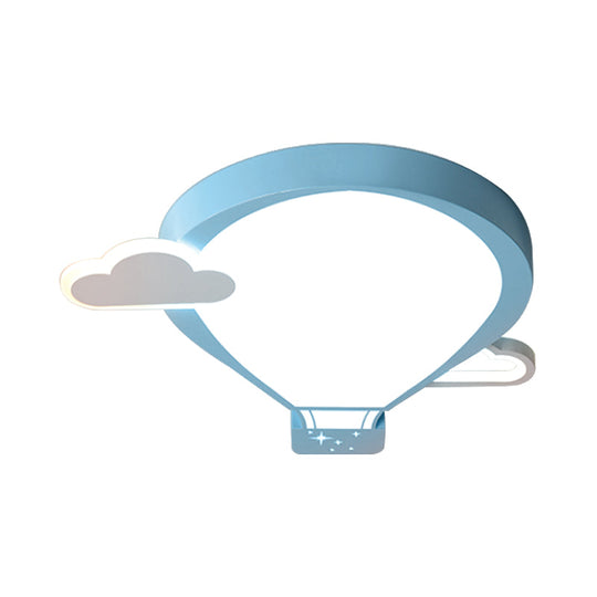 Cartoon Acrylic Led Ceiling Light: Hot Air Balloon Theme In Pink/Blue For Nursery