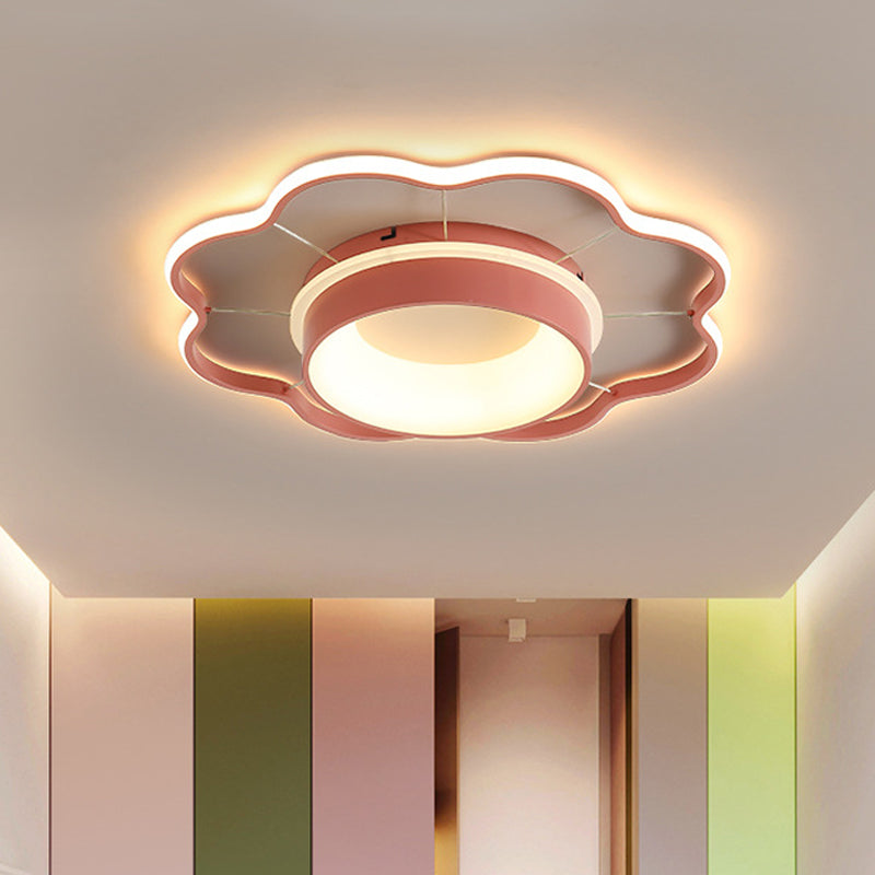 Flower Flush Mount Spotlight Kids Led Light In Pink/Gold – Warm/White