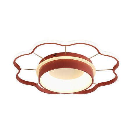 Flower Flush Mount Spotlight Kids Led Light In Pink/Gold Warm/White