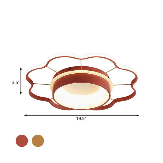 Flower Flush Mount Spotlight Kids Led Light In Pink/Gold Warm/White