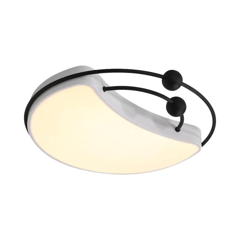 Nordic Led Metal Moon Ceiling Flush Mount - Elegant White Finish For Bedroom