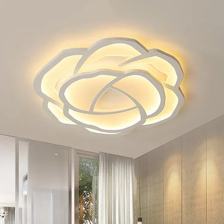 Blossom Acrylic Led Flush Mount Light: Minimalistic White Recessed Lighting With 3-Color Options