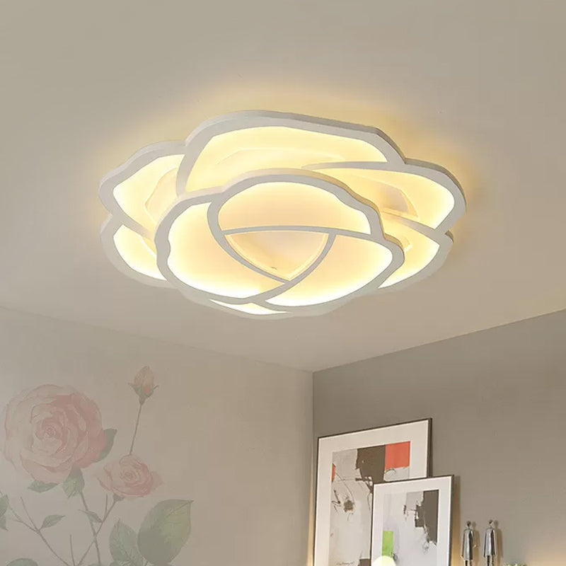 Blossom Acrylic Led Flush Mount Light: Minimalistic White Recessed Lighting With 3-Color Options