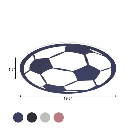 Cartoon Football Led Flush Ceiling Light For Nursery - White/Black/Pink