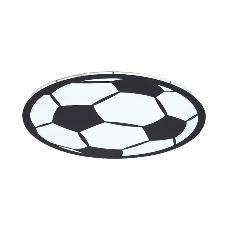 Cartoon Football Led Flush Ceiling Light For Nursery - White/Black/Pink