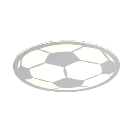 Cartoon Football Led Flush Ceiling Light For Nursery - White/Black/Pink
