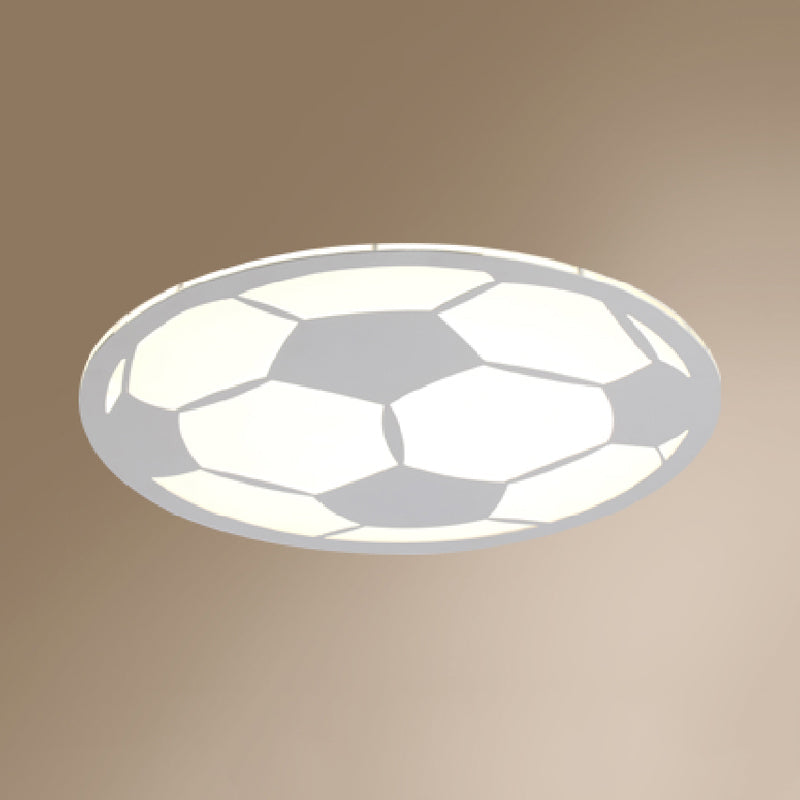 Cartoon Football Led Flush Ceiling Light For Nursery - White/Black/Pink