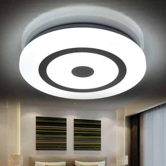 15/19 Contemporary Acrylic Led Round Flush Mount Fixture For Bedroom Lighting In Black And White /