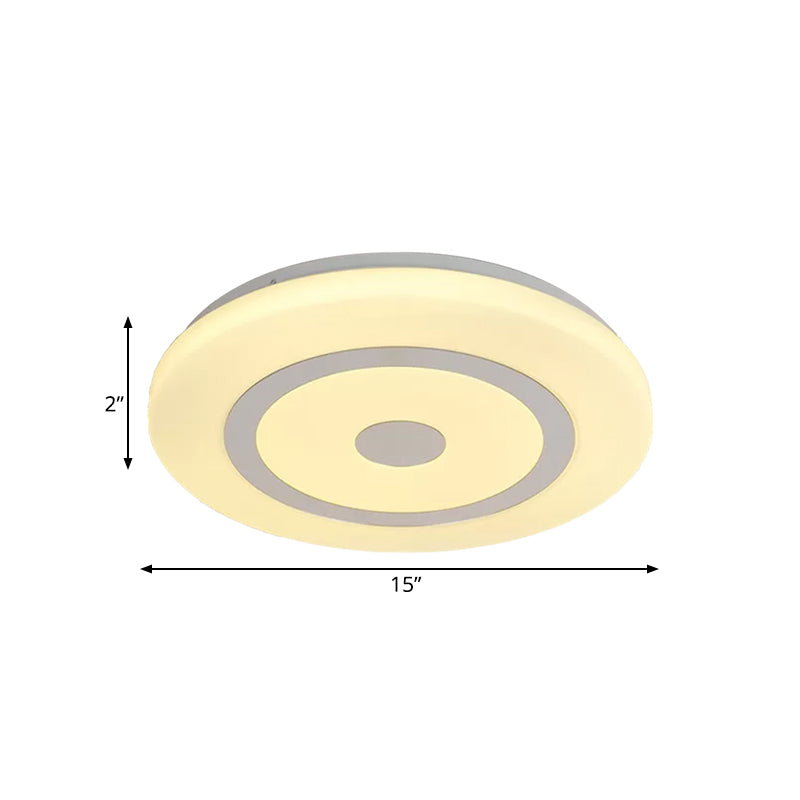 15/19 Contemporary Acrylic Led Round Flush Mount Fixture For Bedroom Lighting In Black And White