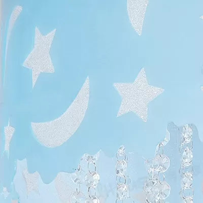 Blue Star & Moon Led Flush Mount Ceiling Light With Crystal Bead For Kids’ Bedroom