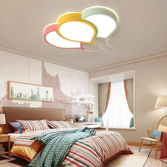 Kid’s Bedroom Led Ceiling Lamp In Macaron Loft Style - Acrylic Flat Balloon Design