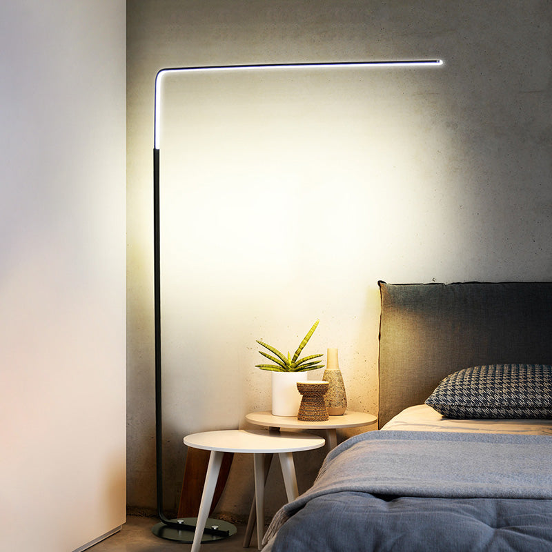 Triangle-Shaped Metallic Led Floor Lamp For Bedroom - Nordic Black/White Reading Light
