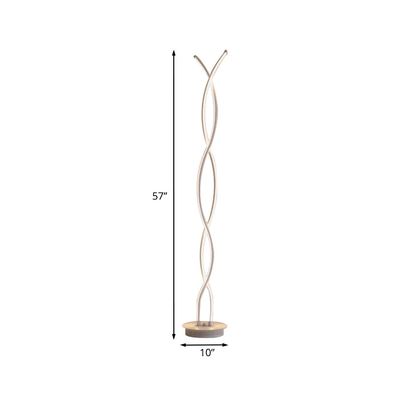 Modern Twist Reading Floor Lamp - Metallic Led Lighting For Bedroom With Stand Warm/White Light
