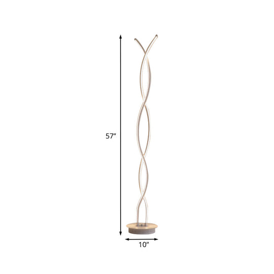 Modern Twist Reading Floor Lamp - Metallic Led Lighting For Bedroom With Stand Warm/White Light