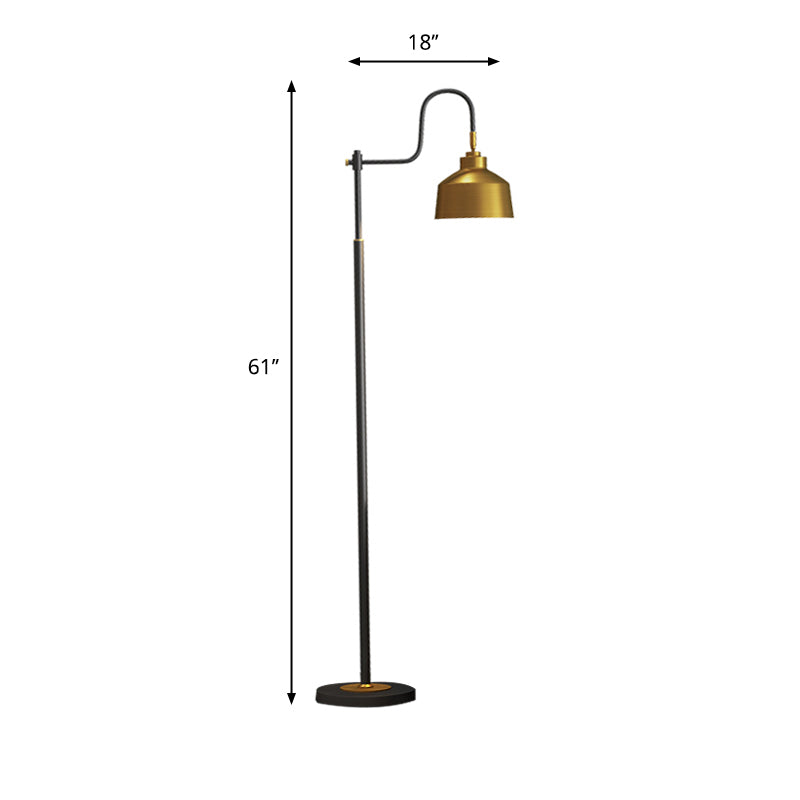 Traditional Gold Barn Shade Reading Floor Lamp With Gooseneck Arm
