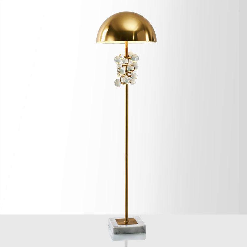 Postmodern Gold Floor Lamp With Crystal Ball Decoration - Metallic Semicircle Lighting