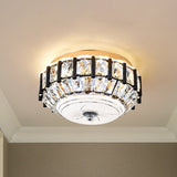 Contemporary Black Crystal Block Led Ceiling Flush Light For Corridors / A