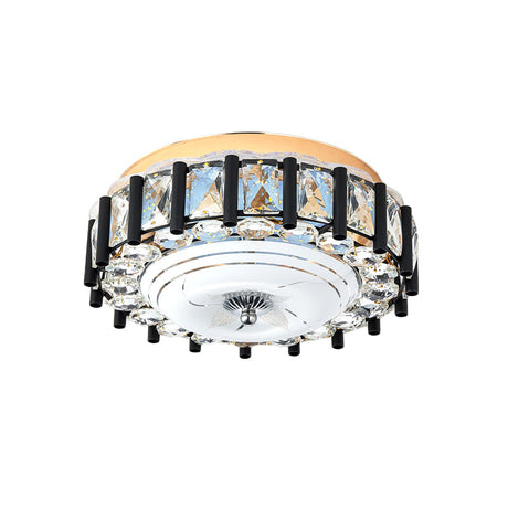 Contemporary Black Crystal Block Led Ceiling Flush Light For Corridors