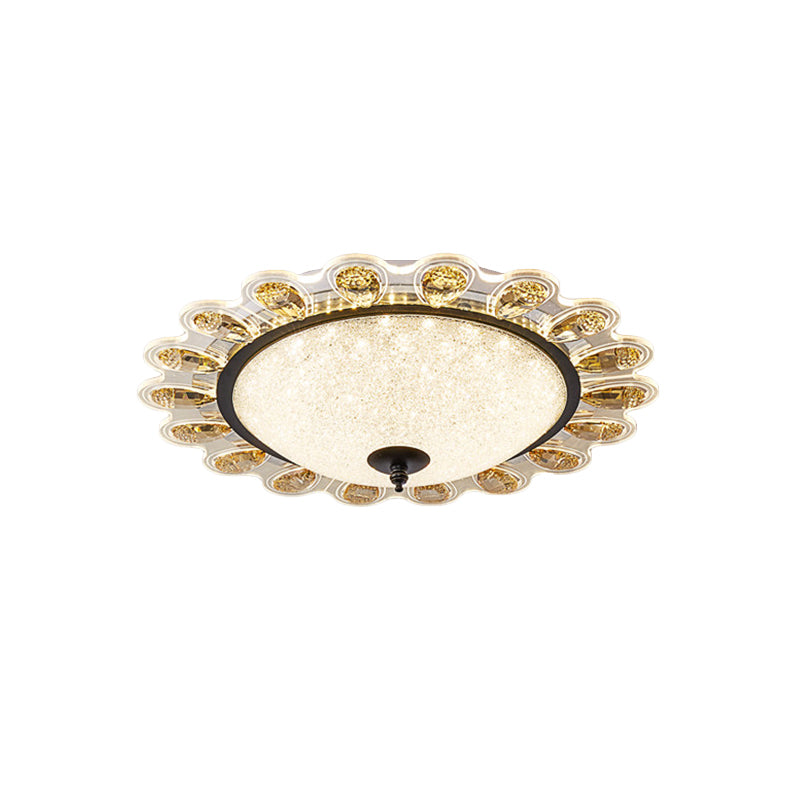 Contemporary Yellow Crystal Flushmount Led Ceiling Light For Drawing Room - 16/23.5 Wide