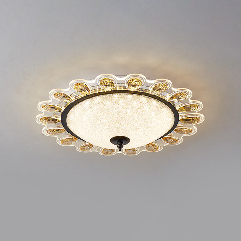 Contemporary Yellow Crystal Flushmount Led Ceiling Light For Drawing Room - 16’/23.5’ Wide