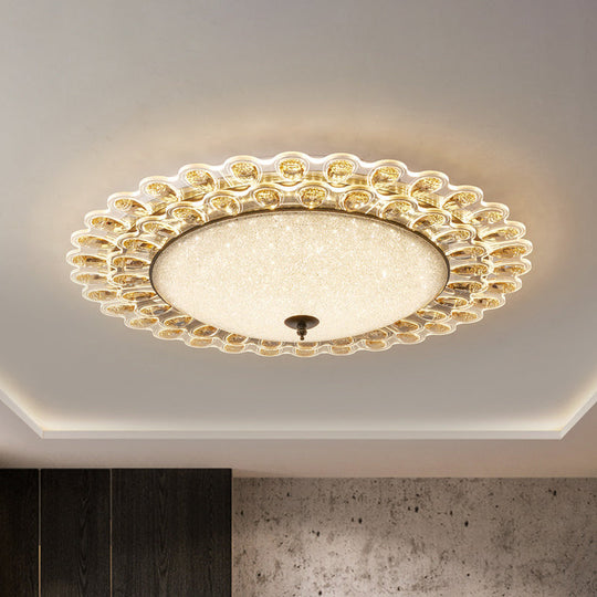Contemporary Yellow Crystal Flushmount Led Ceiling Light For Drawing Room - 16’/23.5’ Wide / 23.5’