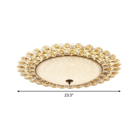 Contemporary Yellow Crystal Flushmount Led Ceiling Light For Drawing Room - 16/23.5 Wide