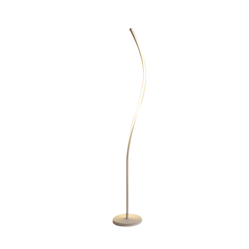 Nordic Led Floor Reading Lamp: Curved Metallic Stand For Living Room Black/White