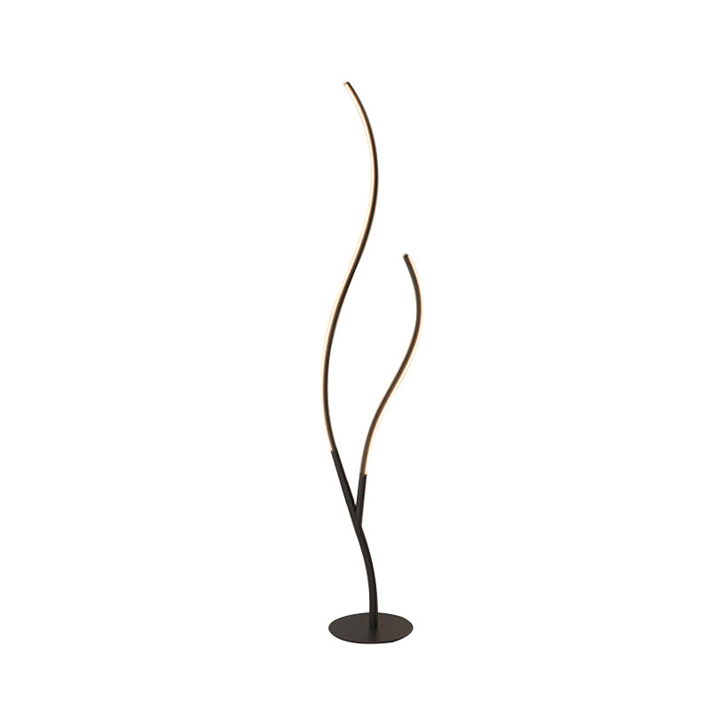 Sleek Metallic Branch Floor Reading Lamp - Modern Led Standing Light For Study Room