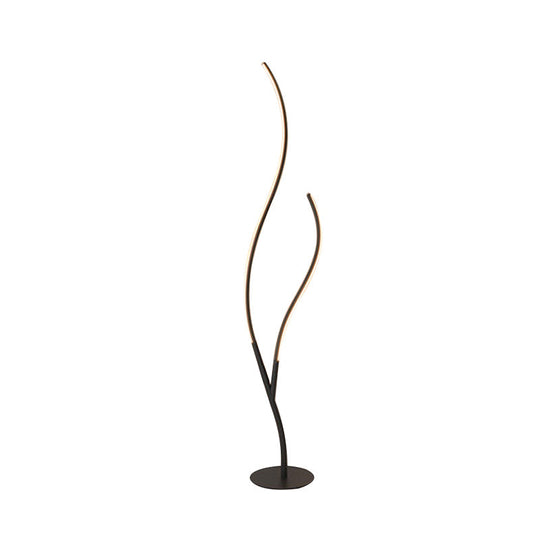 Sleek Metallic Branch Floor Reading Lamp - Modern Led Standing Light For Study Room