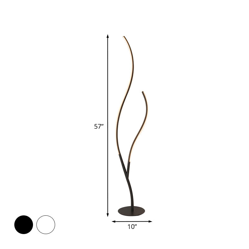 Sleek Metallic Branch Floor Reading Lamp - Modern Led Standing Light For Study Room