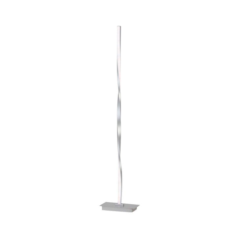 Minimalist Metallic Spiral Line Floor Reading Lamp - Black/Silver Led Stand Up Lighting In