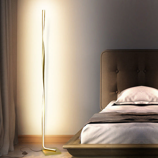 Modern Led Acrylic Floor Lamp For Study Room - Column Stand Up Lighting In Black/White/Gold With